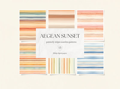Aegean Sunset Striped Digital Backgrounds digital background graphic design stripes