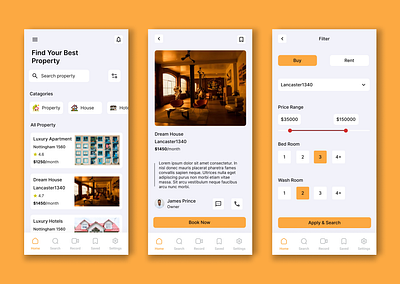 Real Estate App UI app application design minimal design real estate ui ui elements user interface ux