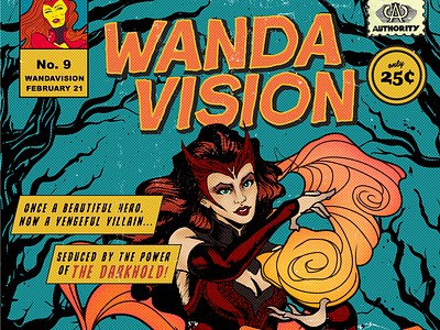 Scarlet Witch Wandavision Retro Horror Comic Poster avengers character design comic digital art digital illustration doctor strange fanart graphic design horror illustration marvel comics mcu retro scarlet witch vintage wanda maximoff wandavision