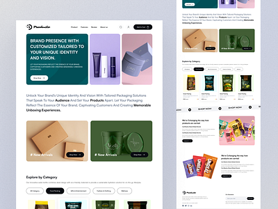 Product Packaging Solution landing page brand identity enhancement branding creative packaging solutions customizable solution innovative packaging design market success tailored packaging solutions ui