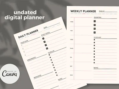 Simple Daily and Weekly Planner canva canva design canva template daily planner digital planner planner weekly planner