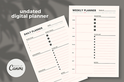 Simple Daily and Weekly Planner canva canva design canva template daily planner digital planner planner weekly planner