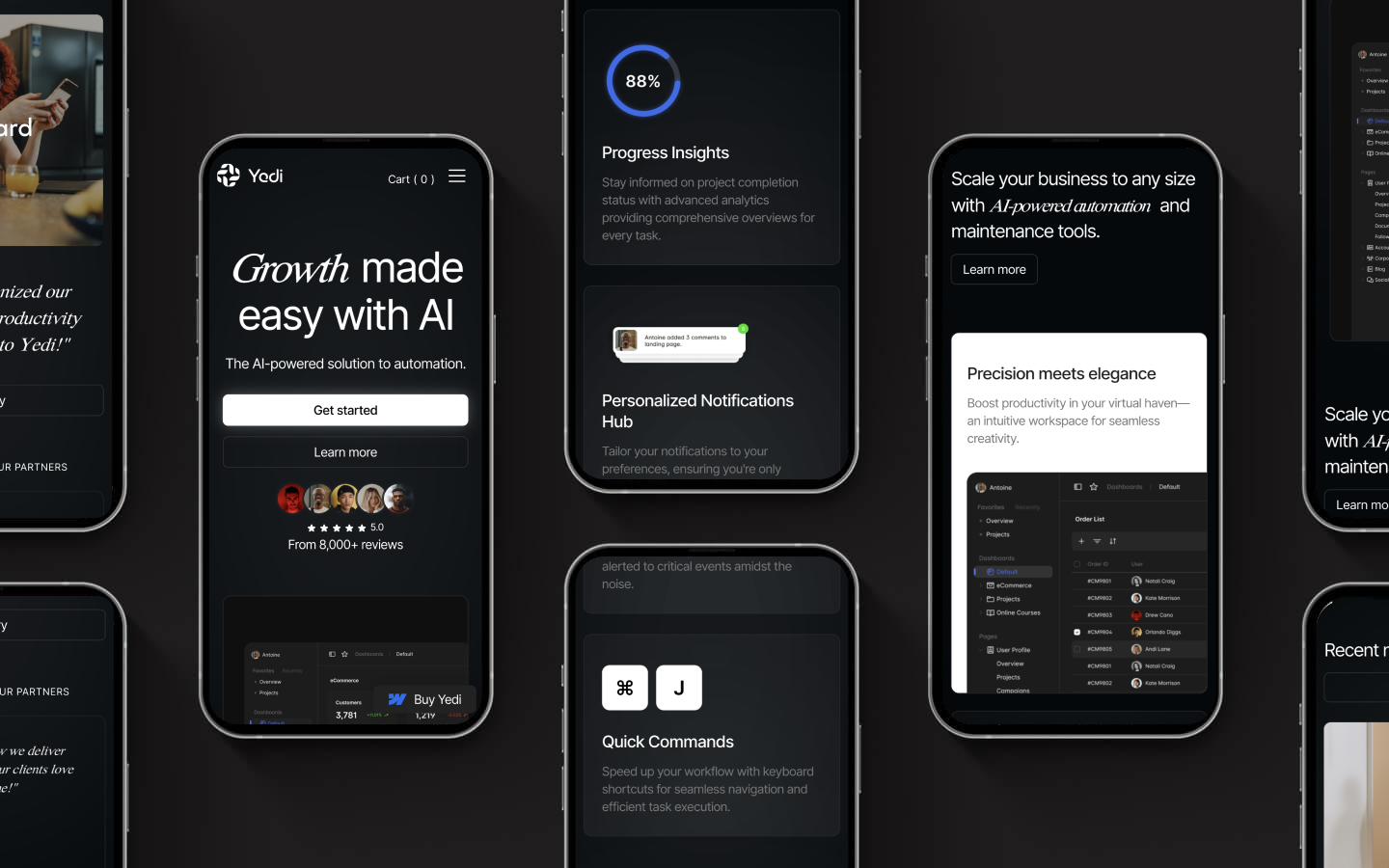 Minimal AI SaaS Responsive website layout ai sttartup ai website bento design dark website layout minimal website layout mobile design modern website layout responsive design saas startup website ui webflow website template