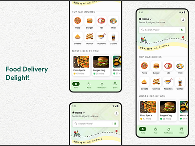UI Challenge - Day 14 (Food Delivery Delight!) daily ui dailyuichallenge foodapp fooddelivery homescreen mobileui uiux uiuxdesign usability userexperience uxdesign