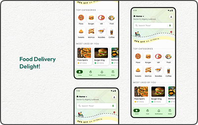 UI Challenge - Day 14 (Food Delivery Delight!) daily ui dailyuichallenge foodapp fooddelivery homescreen mobileui uiux uiuxdesign usability userexperience uxdesign