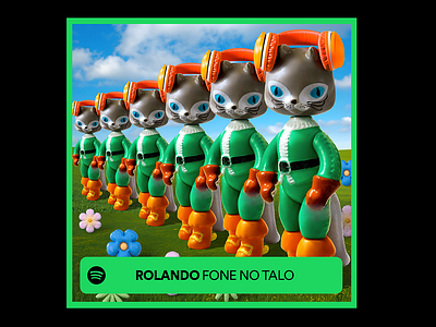 Now Spotify cat collage green music toy