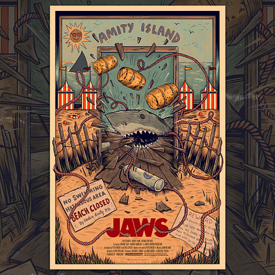 Jaws - Vice Press alternative movie poster art drawing film poster illustration jaws movie movie poster poster art shark vice press