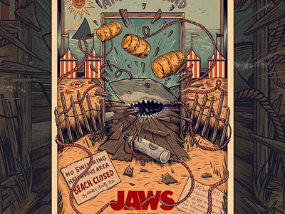 Jaws - Vice Press alternative movie poster art drawing film poster illustration jaws movie movie poster poster art shark vice press