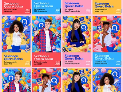 Black Friday Quero Bolsa 3d black friday colors fun icons