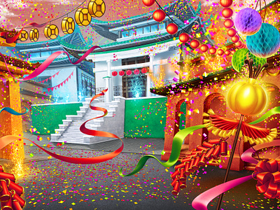 Background illustration for the Chinese Themed online slot game background background slot casinos casinoslot dragonfestivali dragonslot festival gameart gamebackground slot design slotmachine