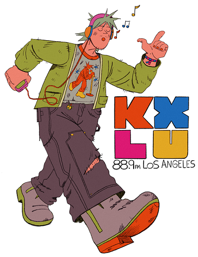 KXLU Fundraiser shirt design art artist cartooning commission dreamondayz freelance illustrator illustration