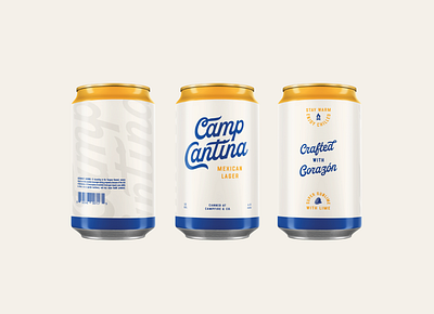 Camp Cantina Mexican Lager brand branding brewery campfire cantina co craft beer cursive lime package design packaging script yellow