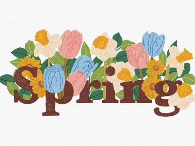 Spring botanical digital illustration floral illustration nature procreate spring typography