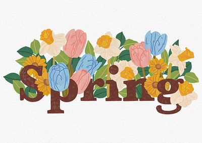 Spring botanical digital illustration floral illustration nature procreate spring typography