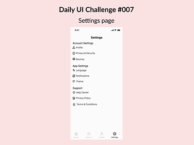 Settings page (Daily UI Challenge #007) app design dail dailyui design figma setting page ui ui challenge ui design uiux user interface