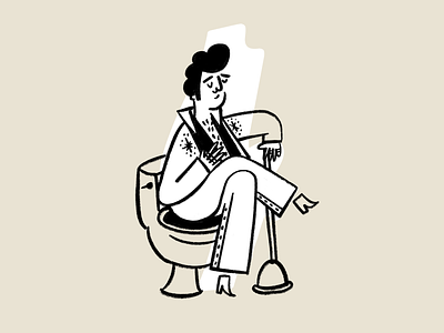 The King and his throne 🚽👑 design doodle elvis funny illo illustration king lol sketch throne toilet