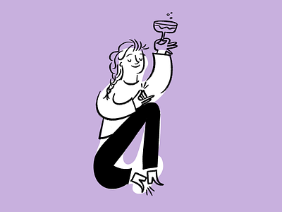 Champagne for Champayne 🍾 celebrate champagne design doodle funny happy illo illustration lol sketch snap woman