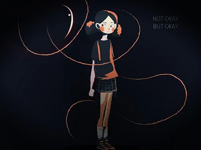 Anxiety anxiety art black black mood character character design depression girl illustration motion motion graphics