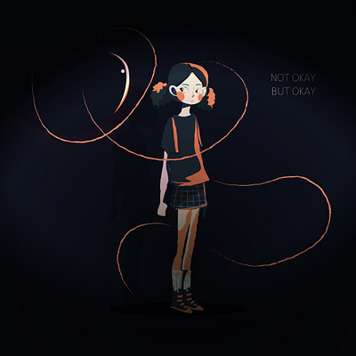 Anxiety anxiety art black black mood character character design depression girl illustration motion motion graphics
