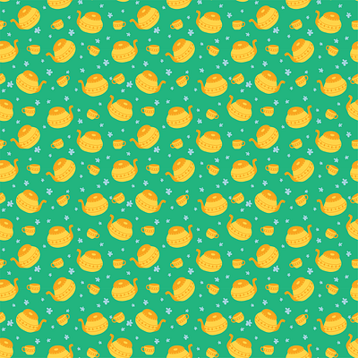 Tea party flat illustration pattern design surface pattern design tea party vector illustration