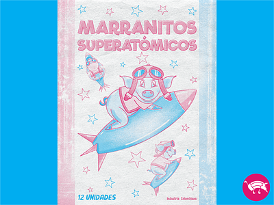 Marranitos Superatómicos affinity affinitydesigner branding character character design cyan digital illustration duotone graphic design halftones illustration magenta packaging pencildog pigs rockets vintage