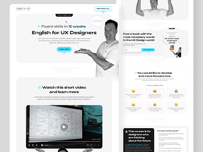 Landing Page for English Courses for UX Designers Real Project branding design logo productdesign research szabatdesign ui ux uxuidesign webdesign