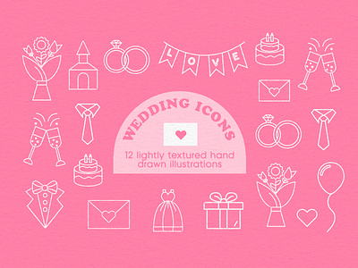 Wedding Illustrations handdrawn icons illustrations textured wedding