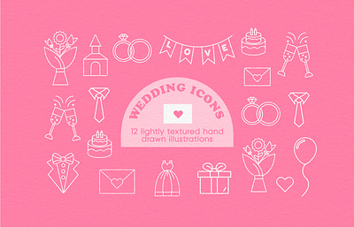 Wedding Illustrations handdrawn icons illustrations textured wedding
