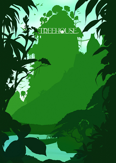 A Tranquil Treehouse Fantasy art artwork graphic design illustration nature noai s harmony