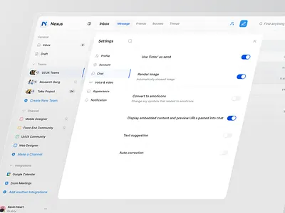 Settings - Chat Page cansaas chat chat setting clean conversation dashboard design message product design saas setting page settings ui web design website