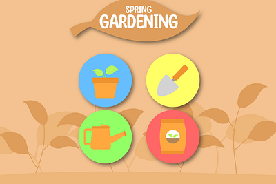 Spring Icons: Gardening design icon illustration