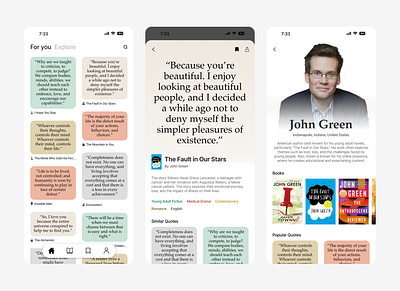 Literary Snippets: Explore Book Quotes app book concept light mode mobile quotes