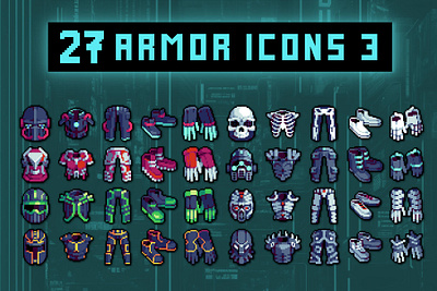 Cyberpunk Armor Icon Game Asset Pixel Pack 2d 32x32 asset assets cyberpunk elements game game assets gamedev icon icons illustration indie indie game pack pixel pixelart pixelated rpg set