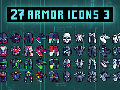Cyberpunk Armor Icon Game Asset Pixel Pack 2d 32x32 asset assets cyberpunk elements game game assets gamedev icon icons illustration indie indie game pack pixel pixelart pixelated rpg set