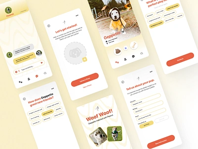 Find your fur-ever friends with WOOF mobile app app concept branding dog figma friend finder graphic design mobile app mobile design product design puppy ui design