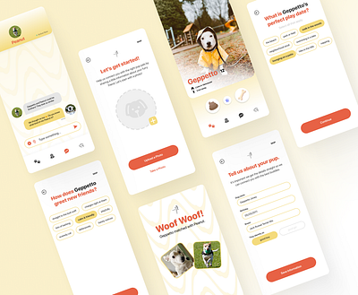 Find your fur-ever friends with WOOF mobile app app concept branding dog figma friend finder graphic design mobile app mobile design product design puppy ui design