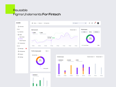 (B2B SaaS) Fintech UI KIT dashboard elements figma components saas ui kit ui kit