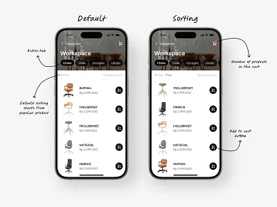 Furniture App - Categories Screen app card categories category chair clean e commerce furniture home decor ikea list market market place minimalist mobile mobile app mobile design shop