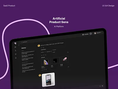 Artificial Product Sens Saas Product Design Concept ai chat ai chat tool ai product artifical atribute generator chat support classification generator credit system dashboard design dashboard ui inspiration meta data meta generator saas product uidesign uiux voice support web layout web ui