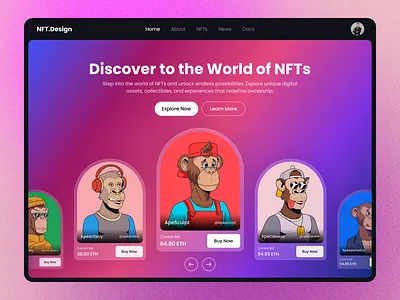 NFT Marketplace apes clean crypto design fintech homepage landing page marketplace minimal nft trending ui uiux ux web web design