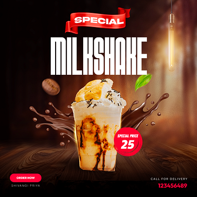 Milkshake Advertisement ad advertisememt advertisement branding chocolate flyer graphic graphic design graphicdesign milkshake poster posterdesign