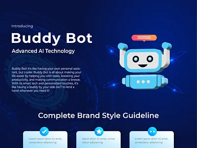 Brand Style Guide | Chat Bot Logo | Technology Logo 3d artificial bot brand book brand style guide branding branding kit bubble business logo chatbot chatter communication corporate identity creative logo design graphic design logo design robot technology virtual assistance visual identity
