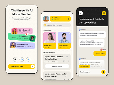 AI Chatbot App UI 🤖 ai ai bot ai chat app bot chat chat app chatgpt chatting clean design figma ios messaging app minimal mobile modern product design prompt ui ux
