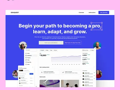 EduQuest branding daily design figma graphic design hero herosection learning logo online platform ui ux webdesigner website