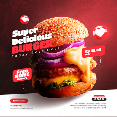 Burger Advertisement ad advertisement branding burger creative flyer graphic design photoshop
