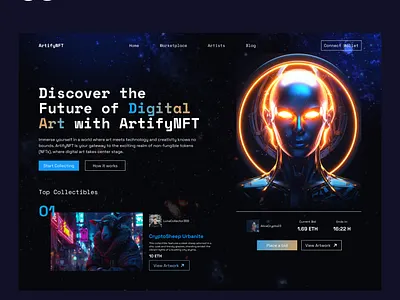 ArtifyNFT adobe art artificial branding design digital discover figma graphic design intelligence logo marketplace nft ui ux webdesigner website websitedesign