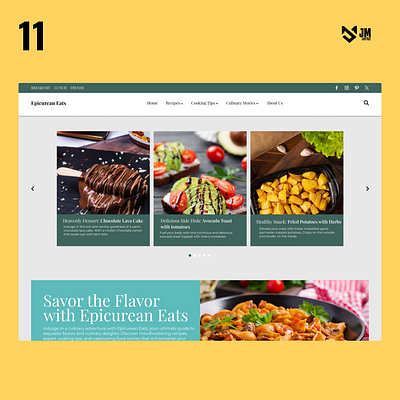 Epicurean Eats blog daily design figma food gourmet graphic design hero inspiration section ui ux webdesigner website website design