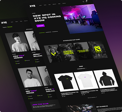 🎮XYZ Esports - Esports Organization Home Page design exploration prototyping ui ui design user interface website