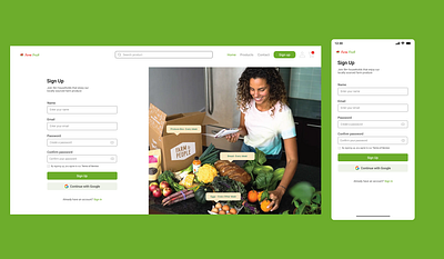 Farm Fresh sign up page crops design farm figma foods uiux