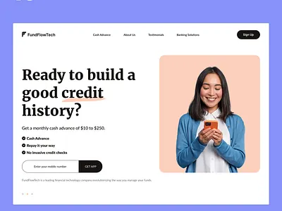 Fund Flow Tech company daily design figma financial flow fund graphic design hero section tech technology ui ux web design webdesigner website